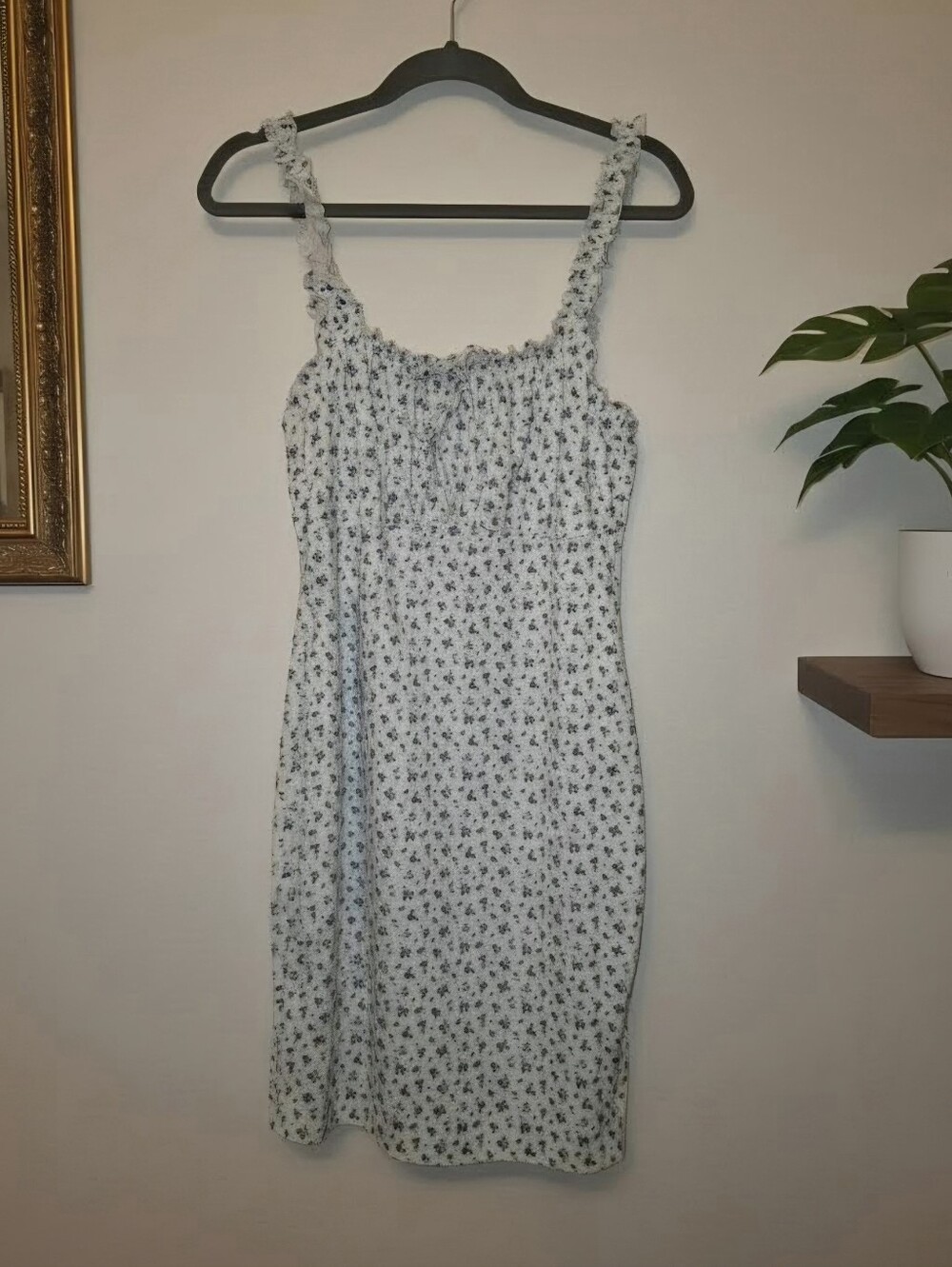 SHEIN Light Blue and White Floral Midi Dress